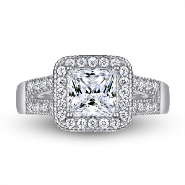 Venushe Princess Cut Halo Ring