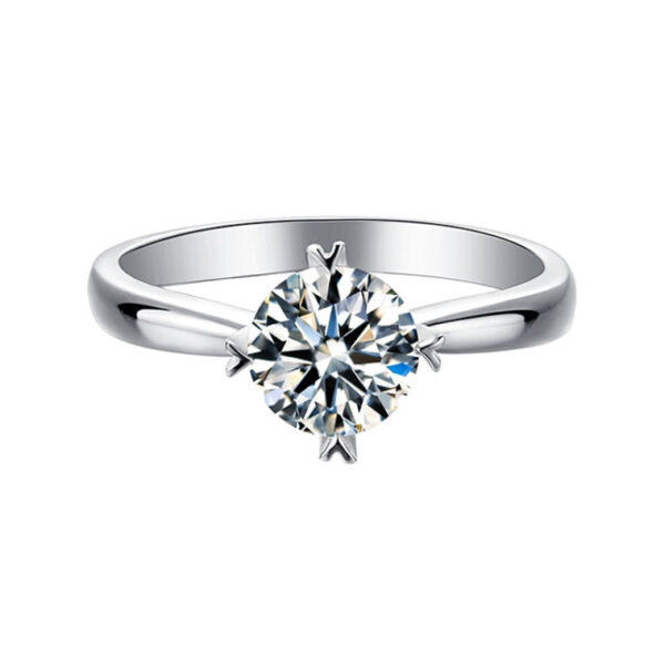 Venushe Round Cut 1CT Moissanite Sterling Silver Ring