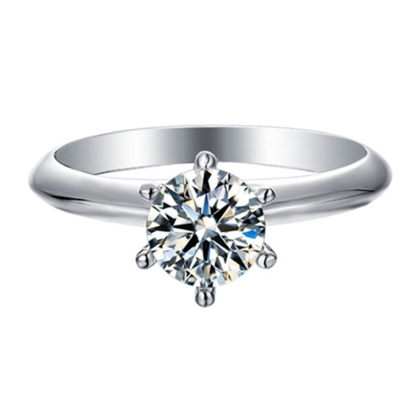 Venushe Round Cut 1CT Moissanite Sterling Silver Ring