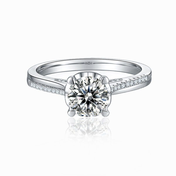 Venushe Round Cut 1CT Moissanite Sterling Silver Ring