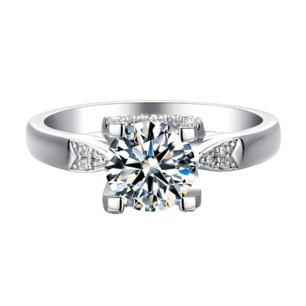 Venushe Round Cut 1CT Moissanite Sterling Silver Ring