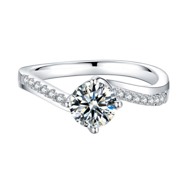 Venushe Round Cut 1CT Moissanite Sterling Silver Ring