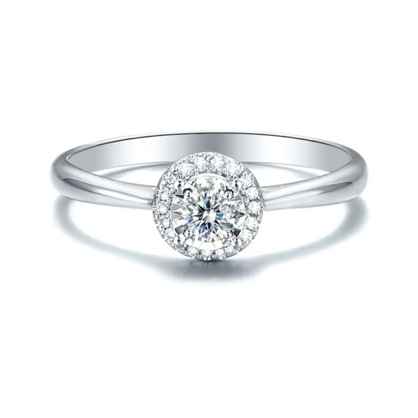 Venushe Round Cut 2CT Moissanite Sterling Silver Ring