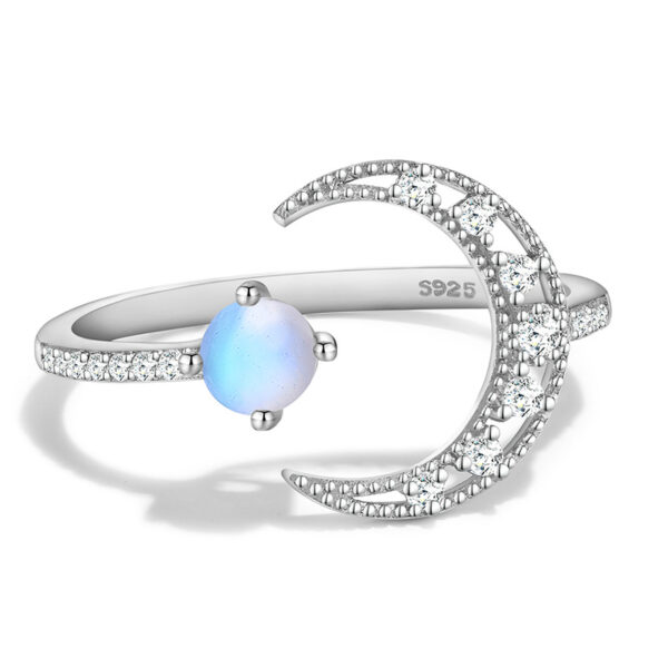 Venushe Natural MoonStone Sterling Siler Ring