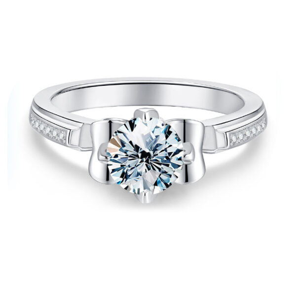 Venushe Round Cut Moissanite Sterling Silver Ring