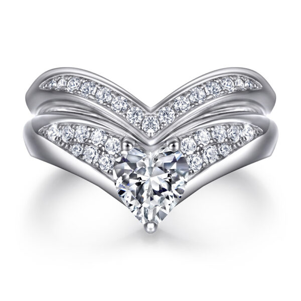 Venushe Twist Halo Heart Cut Sterling Silver Ring Set