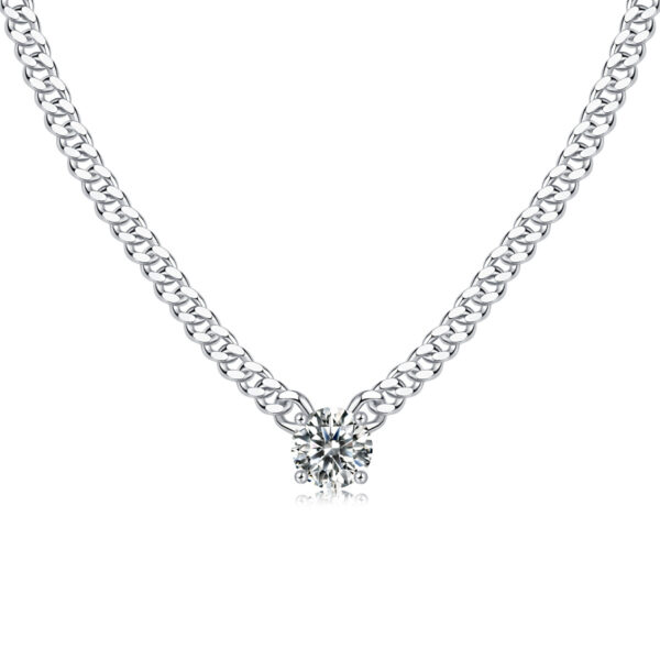 Venushe Moissanite Clavicle Chain Sterling Silver Necklace