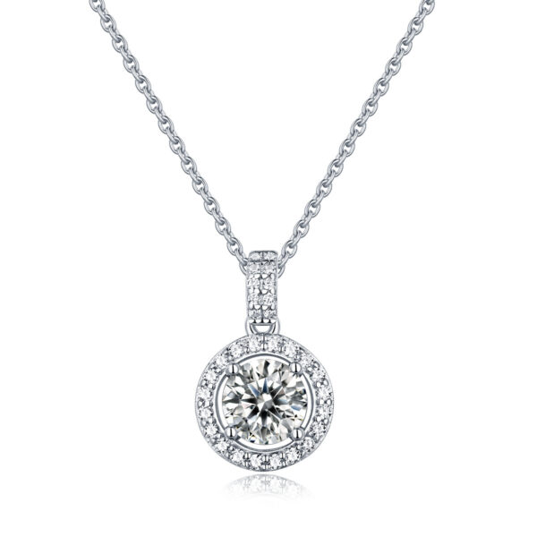 Venushe Halo Moissanite Sterling Silver Necklace