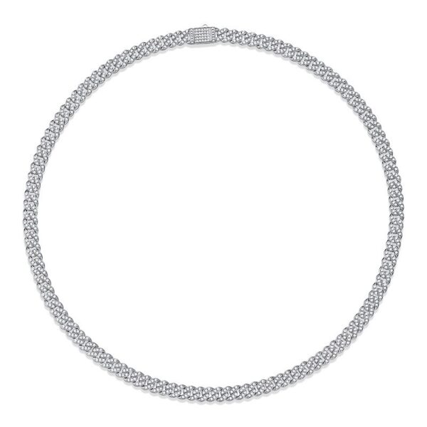 Venushe Moissanite Sterling Silver Cuba Clavicle Chain Necklace