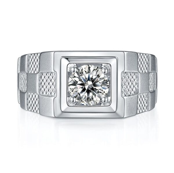 Venushe Round Cut 1CT Moissanite Sterling Silver Men's Band