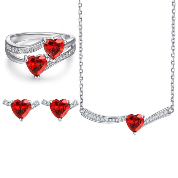 Venushe Heart Cut  Ruby Stone Sterling silver Jewelry Set