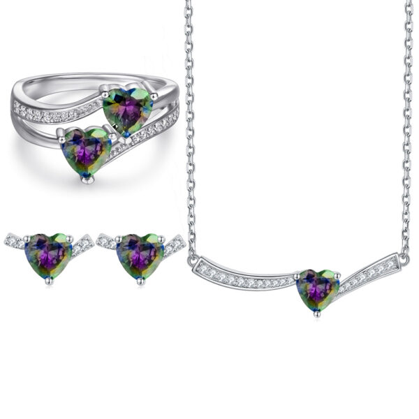 Venushe Heart Cut  Alexandrite Stone Sterling silver Jewelry Set