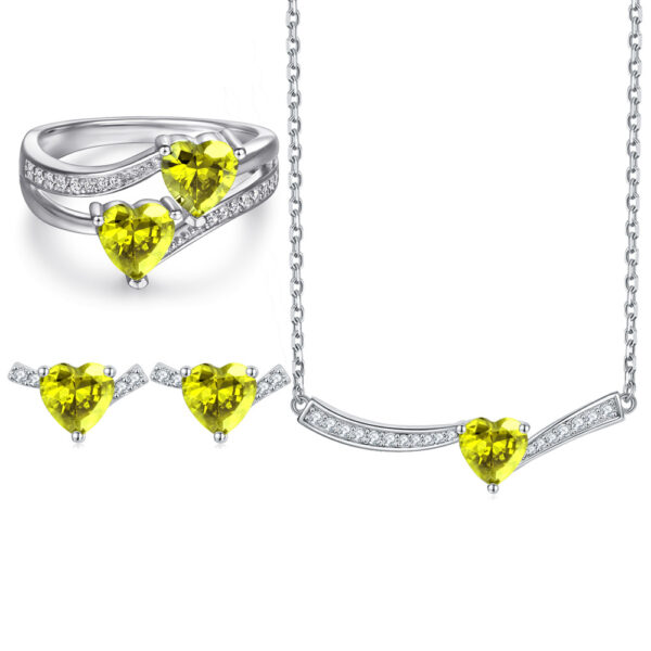 Venushe Heart Cut  Yellow Stone Sterling silver Jewelry Set