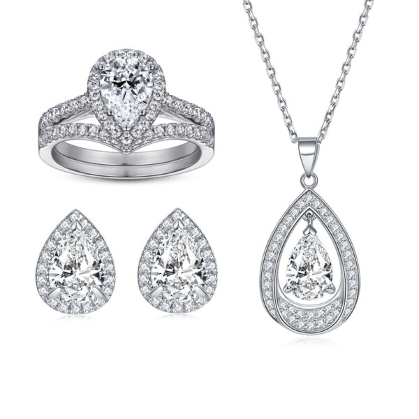 Venushe Pear Cut Stone Sterling Silver Jewelry Set