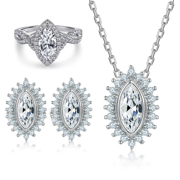 Venushe Marquise Cut Stone Sterling Silver Jewelry Set