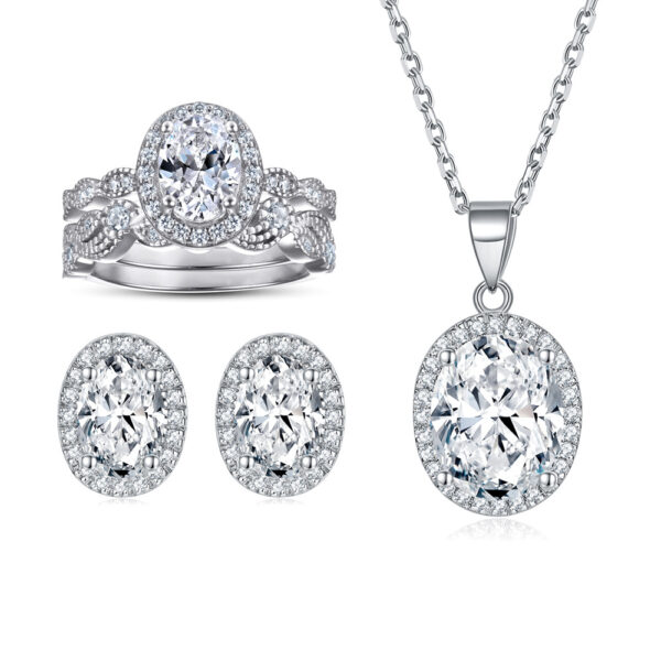 Venushe Oval Cut Stone Sterling Silver Jewelry Set