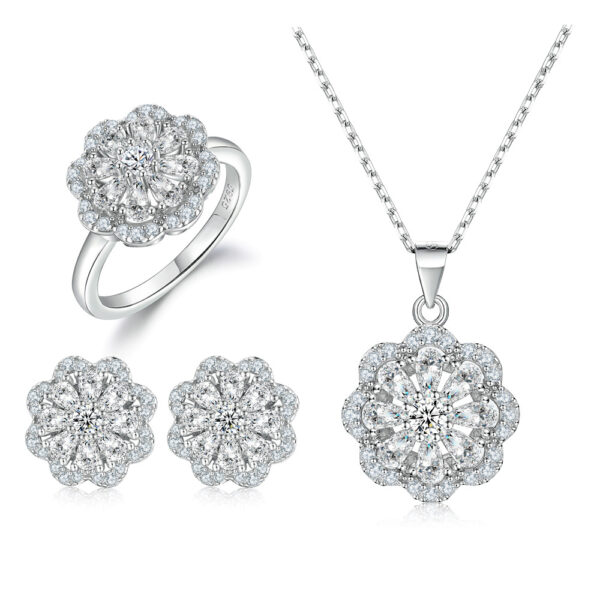 Venushe Flower 3PC Sterling Silver Jewelry Set