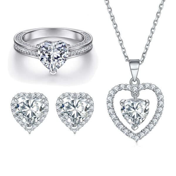 Venushe Heart Cut Stone Sterling Silver Jewelry Set